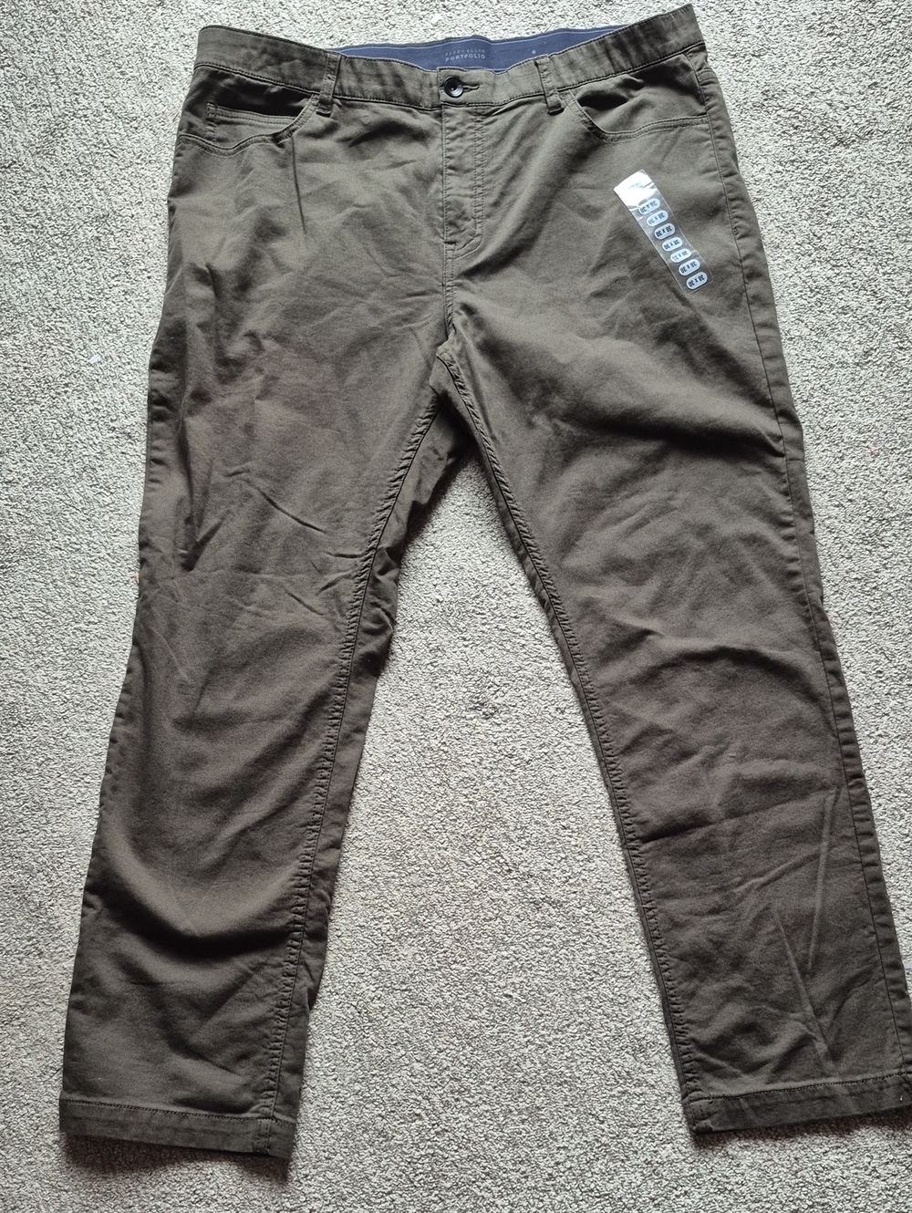 Perry Ellis Olive Brown Straight-Leg Chinos